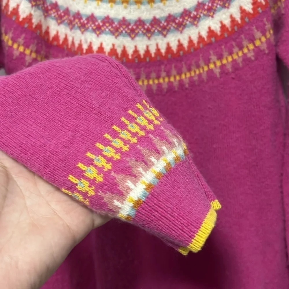 Mini Boden Girls Fair Isle Long Sleeve Jumper Dress Pink Multi Color size 11-12